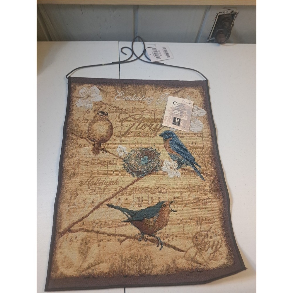 Manual Woodworkers Weavers Tapestry Wall Hanging Song Bluebirds Hallalujah Glory